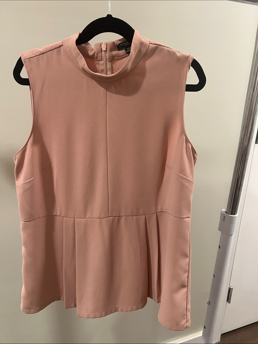 Ann Taylor Soft Blush Mock Neck Peplum Tank